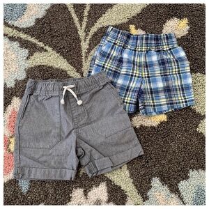 Bundle Carters Cat Jack Plaid Gray Twill Pull On Woven Shorts Bottoms 18 Months